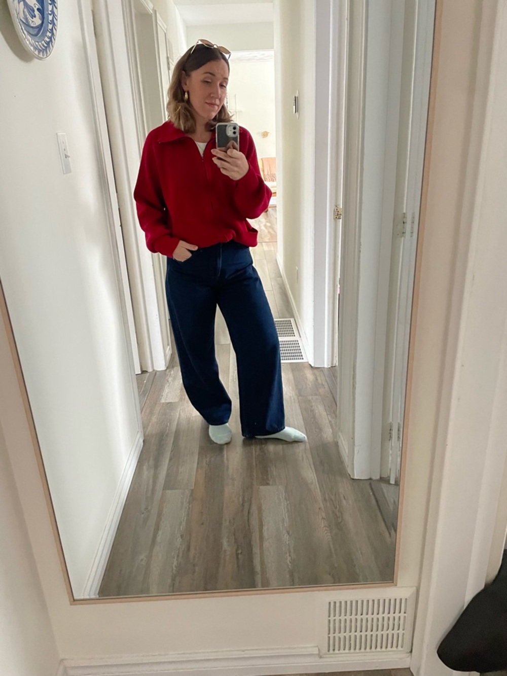 Red Unisex Wool Zip-Front Cardigan Sweater - super cozy and cute!